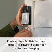 Like-New Ring Battery Doorbell, Home or business security with Head-to-Toe video, Live View with Two-Way Talk, and Motion Detection & Alerts, Satin Nickel