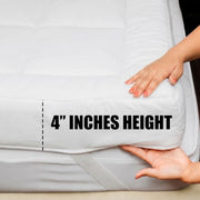 4AS Supersoft Single Mattress Topper - 1100 GSM Microfibre Filling 4 Inch (10cm) Extra Thick Mattress Topper with Elasticized Corner Straps - White (Single 90x190 cm)