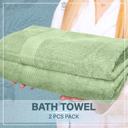 HomeBurg Luxe 2-Piece Bath Towel Set – Large Soft Cotton Towels, Absorbent, Durable & Skin-Friendly, Machine Washable, 65 x 137 cm, Sage Green