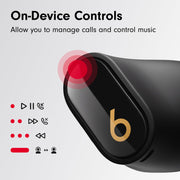 Beats Studio Buds + | True Wireless Noise Cancelling Earbuds, Enhanced Apple & Android Compatibility, Built-in Microphone, Sweat Resistant Bluetooth Headphones, Spatial Audio - Black/Gold