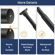 Matte Black Shower Curtain Pole 84 to 183 cm, 1 Inch Extendable Tension Rods for Curtains No Drill, Shower Rail for Bathroom, Closet, Window, Room Divider, Never Rust, Non Slip