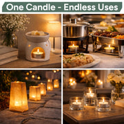 Zuvo Tea Lights 8 Hour Burn, Unscented White Tealight Candles, 50 Pack | Cotton wick, lead-free, 3.8 x 2.3 cm deep cup, fits standard holders, long burning for evenings