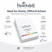 Hawksbill A4 White Card 160Gsm-50 Pack A4 White Cardstock for Printing Card | Acid-Free, Smooth, Crisp & Recyclable Card for Arts and Crafts