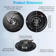 STUDIOFINIX 5.25" 160W Bluetooth Waterproof Marine Speakers - 2 Way Weather Resistant Boat Audio with LED Lights, and Low Profile Slim Style Suitable for Boat, RV, ATV, UTV, Golf Cart (1 Pair, Black)