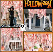 197" x 85" Halloween Creepy Cloth - Halloween Spooky Fabric Cloth - Scary Gauze Blood Creepy Cloth for Haunted House Halloween Party Yard Wall Doorway Outdoors Decoration