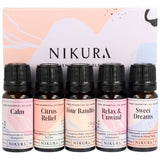 Nikura Essential Oils Blends Gift Set | Calming Essential Oils for Diffusers for Home, Sleep, Wax Melts | Relaxing Aromatherapy Oils | UK Made & Vegan