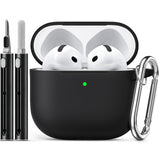Ljusmicker for AirPods 5/4 Case (2026/2024) with Cleaner Kit,Black | Soft Silicone Protective Cover for Apple AirPods 5 Case/AirPods 4 Case with Keychain for Women Men,Supports Wireless Charging