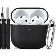 Ljusmicker for AirPods 5/4 Case (2026/2024) with Cleaner Kit,Black | Soft Silicone Protective Cover for Apple AirPods 5 Case/AirPods 4 Case with Keychain for Women Men,Supports Wireless Charging