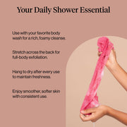 Kitsch African Net Sponge – Exfoliating Body Scrubber – Berry Pink, 3 Pcs | for Cleansing & Gentle Daily Exfoliation – Stretchable Bath Sponge for Hard-to-Reach Areas – Long-Lasting Shower Essential