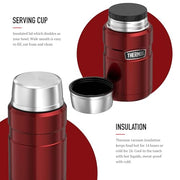 Thermos Stainless King Cranberry Red Food Flask (710ml) 14h Hot | 24h Cold | Thermal vacuum insulated stainless steel metal hot food container with lid for soup, meal prep, work packed lunch, camping