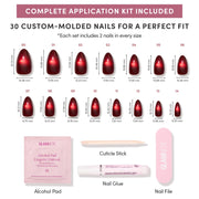 Glamnetic Fall Press On Nails, Short Almond Glossy, Frosted Cranberry | Fall & Halloween red press on nails: Frosted Cranberry. Full nail kit. Red glue on nails. Fake nails.