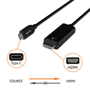 Amazon Basics Uni-Directional USB-C (Source) to HDMI (Display) Cable Adapter (Thunderbolt 3 Compatible) 4K@30Hz, 3 feet, Black