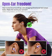 Kinglucky Clip-On Earbuds Gen 3, Open-Ear Wireless Bluetooth 6.0 Headphones with Mic, Secure Fit for Small Ears & Glasses Wearers, 50H Playtime, ENC, IPX5 Waterproof Sport Ear Buds (Purple)