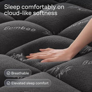 Dark Grey Cloud Comfort Mattress Topper - Ultra-Soft, Breathable, and Refreshing Bamboo Viscose Protection - 135x190cm, Deep Fit