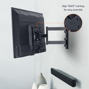 Amazon Basics Full Motion Articulating TV Wall Mount, with Swivel and Tilt, for 26" to 55" TVs and Flat Panels up to 80 Lbs, VESA Compatible, Single Stud, Black