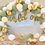 QIFU 52pcs Sage Green and Gold Balloons, Olive Green White Metallic Gold Latex Balloons with Cream Balloon for Jungle Theme Birthday Balloon Party Decoration Anniversary Baby Shower Wedding(12 inch)