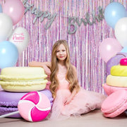 Pink Tinsel Curtain Party Backdrop Glitter - GREATRIL Foil Fringe Curtain Lilac Pink Streamers Decor for Birthday Girl Princess Unicorn Christmas Bachelorette Euphoria Party Decorations - 2 PCS
