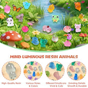 Mini Glow In The Dark Animal Resin Models, Resin Animals Mystery Bags, Individually Wrapped Blind Bags Tiny Animal Figurines, Collectible Mini Animals For Fairy Garden, DIY Crafts (50, animals)