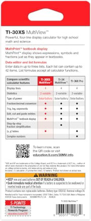 Texas Instruments TI-30XS MultiView Scientific Calculator | Powerful, four-line scientific calculator for high school math and science