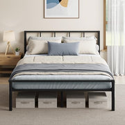 VASAGLE Single Bed Frame, Steel, with Slats and Headboard, 90 x 190 cm | Platform Bed, Supports up to 250 kg, Bedroom Furniture, Matte Black, CONNER Collection RMB291B101