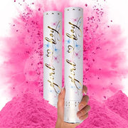 PrimePure Gender Reveal Confetti Cannon, Biodegradable Pink Powder, 2 Pack | Biodegradable Powder Cannon Smoke Bombs, Ideal for Outdoor or Indoor Baby Girl Gender Reveal Party & It's a Girl Baby Shower