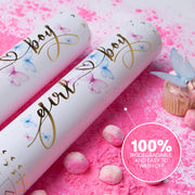 PrimePure Gender Reveal Confetti Cannon, Biodegradable Pink Powder, 2 Pack | Biodegradable Powder Cannon Smoke Bombs, Ideal for Outdoor or Indoor Baby Girl Gender Reveal Party & It's a Girl Baby Shower