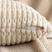 MIULEE Cushion Covers 45x45 cm Cream 2er Set Wheat Stripe Corduroy | Decorative, Boho, Scandinavian, Modern, Versatile, Soft, Sofa, Bedroom, Living Room, Bedroom, Home Office, Armchair