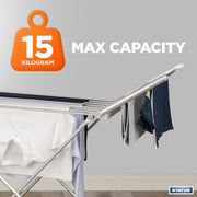 Status 230W Heated Winged Clothes Airer, Foldable Aluminium Electric Drying Rack with 20 Rails and 94cm Wingspan, Low-Energy Indoor Laundry Dryer Stand, Silver (AHCA-230W1PKB)