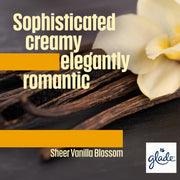Glade Reed Diffuser, Romantic Vanilla Blossom, 50ml | Long-Lasting Home Fragrance, Continuous Room Air Freshener for Up to 5 Weeks, 1 Glass Diffuser & 5 Reed Sticks