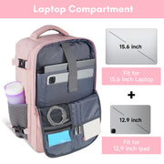 Taygeer Travel Backpack for Women, TSA Carry On Backpack Flight Approved | 15.6inch Laptop Mochila with Water Bottle Pocket & Shoe Pouch, Nurse Bag Casual Daypack for Weekender Business Hiking, Pink