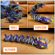 HEX BOTS Explodapede Robotic Centipede Remote Control Toy | Burst Open with a Click, Glowing LED Eyes, Autonomous or RC Movement, Easy to Use Remote, Prank Toy Gifts for Kids Ages 4+