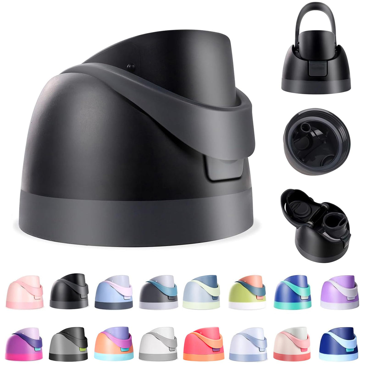Ruzkq Replacement Lid for Owala Freesip, Compatible with Owala Cup 16oz 24oz 32oz 40oz, One Button Water Bottle Top Lid Replacement Accessory, Leakproof, BPA-Free, Black