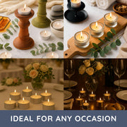 CUQOO Tea Lights Candles 50 Pack | 8 Hour Burn Unscented Tealights White | SMOKELESS WAX BURNER: long lasting · t lights · vegan · cotton wick · wedding decor · spa · religious