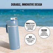 Ninja Thirsti Water Bottle and Flask 700 ML, Blue, with Leak-Proof Lid | Designed For Carbonated, Hot & Cold Drinks, Ideal For Travel & Sports, Triple Insulated, Stainless Steel Bottle, DW2401EUUKBL