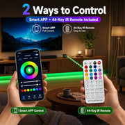 20M RGB LED Strip Lights for Bedroom, Music Sync Colour Changing LED Tape with Bluetooth App & Remote, 16M Colours, Dimmable, Timing Mode, Self-Adhesive for Home Party Kitchen Christmas Decor