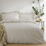 Yard Hebden 100% Cotton Stripe Duvet Cover Set (Natural, Super King) | Reversible Stripe Design Soft Breathable Comfort Bedding