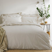 Yard Hebden 100% Cotton Stripe Duvet Cover Set (Natural, Super King) | Reversible Stripe Design Soft Breathable Comfort Bedding