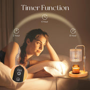 Candeldo Gold Candle Warmer Lamp with Timer, Birthday Gifts for Women Mum | Wax Melt Lamp, Height Adjustable, Dimmable, Gift for Her, House Warming, Birthday Present, Modern Home Decor, with 2 Bulbs