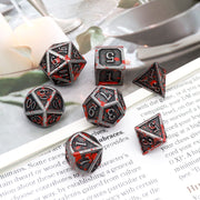 Haxtec Metal DND Dice Set, 7 Pcs Bloodstained Polyhedral Dice for RPG | Blood D&D Dice with Leather Bag, Compatible with Dungeons and Dragons, Heavy Metallic, Halloween Dice, TTRPG Gifts