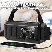 Emergency Weather Radio with NOAA Alert, Portable Solar Hand Crank AM/FM | 10000mAh Rechargeable Battery for Power Outages, 3Way Powered, 3-Mode LED Flashlight & Reading Lamp, SOS, Cell Phone Charger