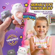 Nutty Toys Squishy Cat Set - 2" Soft Silicone Kawaii Kitties, Top Stress Relief Toy 2026 Unique Gifts for Teens Kids Women Men Adults Best Teenage Girls Teen Boy Tween Christmas Stocking Stuffers Idea
