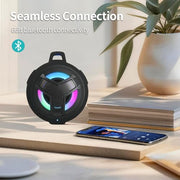 EBODA Bluetooth Shower Waterproof Speaker Portable Gifts for Kayak Teens | IP67 Small Mini Speakers with LED Light, Floating, 2000mAh, True Wireless Stereo for Hiking, Beach, Stuff for Boys Men-Black