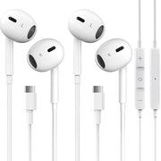 2 Packs USB C Headphones for iPhone 18/17/16/15 Pro Max Plus Type C Earphones with Microphone & Remote Noise Cancelling for iPhone 18 17 16 15 Pro Max Plus,iPad,Galaxy S26/S25/S24/Ultra Note 10/20
