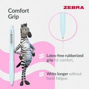 Zebra Pen Z-GRIP Smooth Ballpoint Pens Black Ink 5pk - Pastel Barrel 1mm Medium Point Retractable Ink Pens with Clip - Smooth Writing Pens with Low Viscosity Ink, Comfort Grip - 5 Pens Multipack