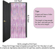 Pink Tinsel Curtain Party Backdrop Glitter - GREATRIL Foil Fringe Curtain Lilac Pink Streamers Decor for Birthday Girl Princess Unicorn Christmas Bachelorette Euphoria Party Decorations - 2 PCS