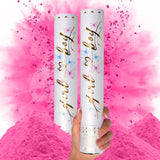 PrimePure Gender Reveal Confetti Cannon, Biodegradable Pink Powder, 2 Pack | Biodegradable Powder Cannon Smoke Bombs, Ideal for Outdoor or Indoor Baby Girl Gender Reveal Party & It's a Girl Baby Shower