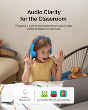 Belkin SoundForm Mini Kids Headphones, Wireless&Wired, 30H Playime, School | Headphones for Kids, Built-in Microphone, 85dB Volume Limit, USB-C, 3.5mm AUX, for School, Classroom, Travel, Laptop, Tablet