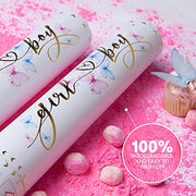 PrimePure Gender Reveal Confetti Cannon, Biodegradable Pink Powder, 2 Pack | Biodegradable Powder Cannon Smoke Bombs, Ideal for Outdoor or Indoor Baby Girl Gender Reveal Party & It's a Girl Baby Shower