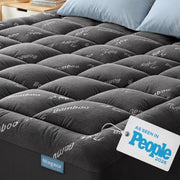 Dark Grey Cloud Comfort Mattress Topper - Ultra-Soft, Breathable, and Refreshing Bamboo Viscose Protection - 135x190cm, Deep Fit