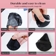 BEAKEY Powder Puff, 12pcs Face Triangle Powder Puffs for Loose & Foundation | Black Velvet Makeup Puff for Contouring & Baking, Ultra-soft Cloud Kiss Makeup Tools for Setting, Reusable & Washable